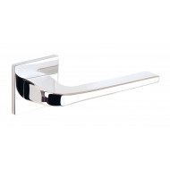 Canha Square Lever Handles On Rose in Polished Chrome